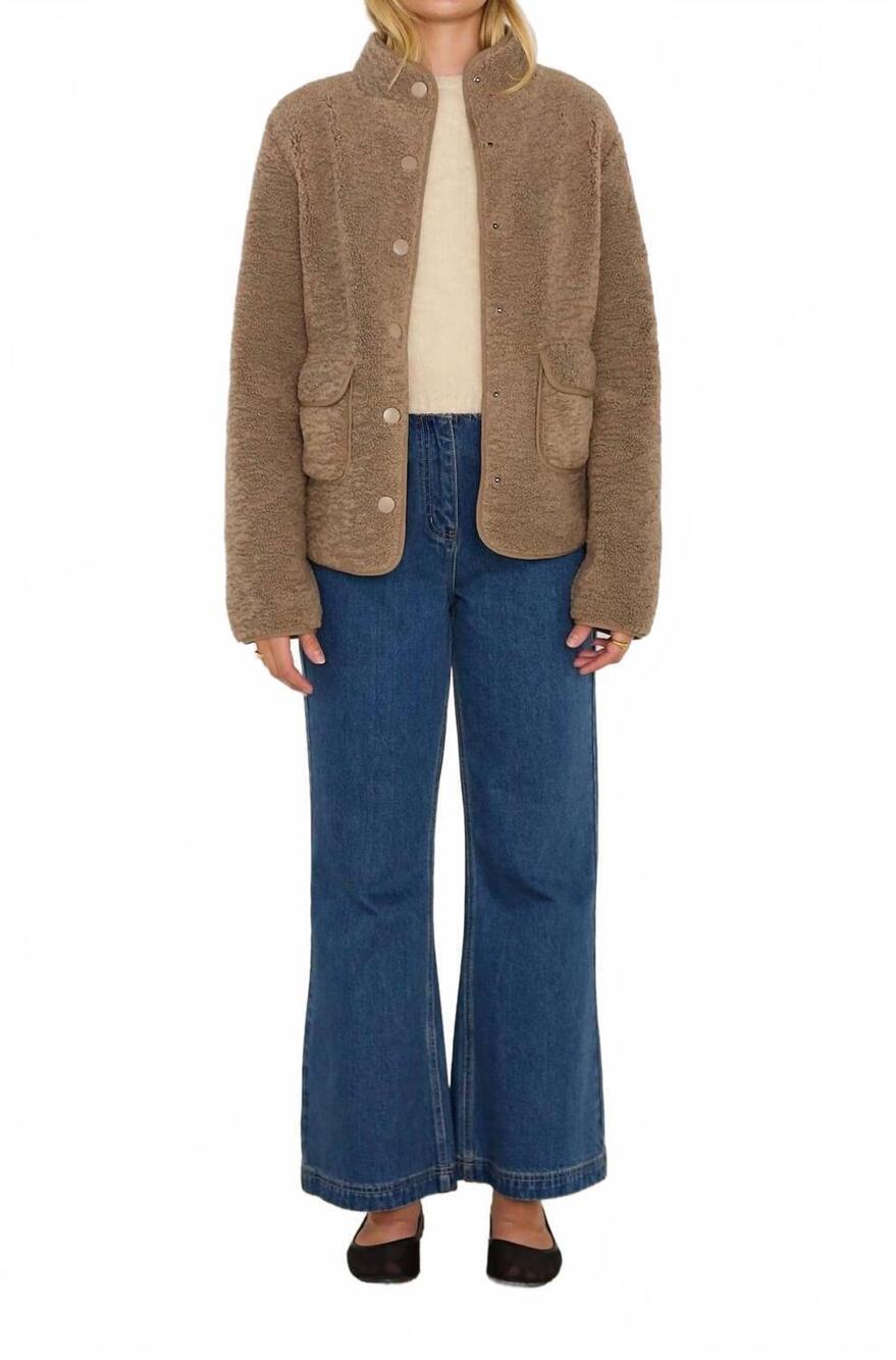NEW MINKPINK emma sherpa jacket in brown